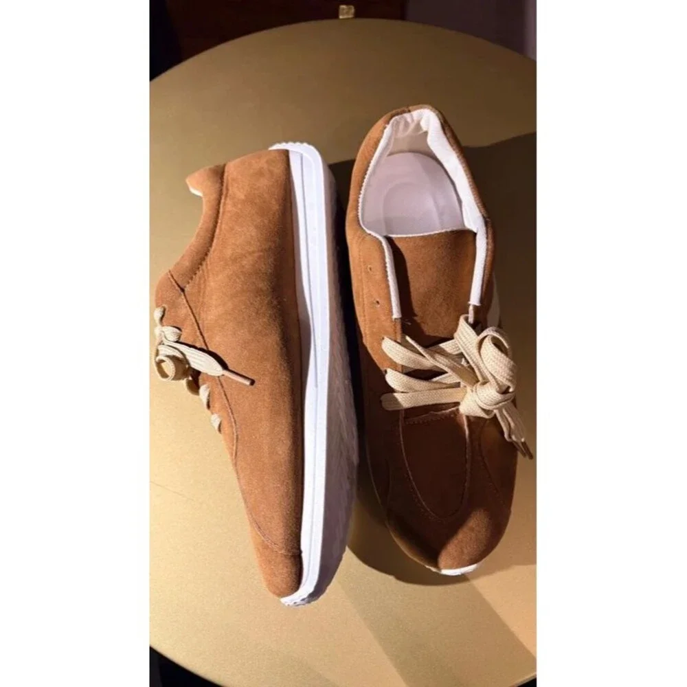 New Brown Faux Suede Sneakers Sz 9